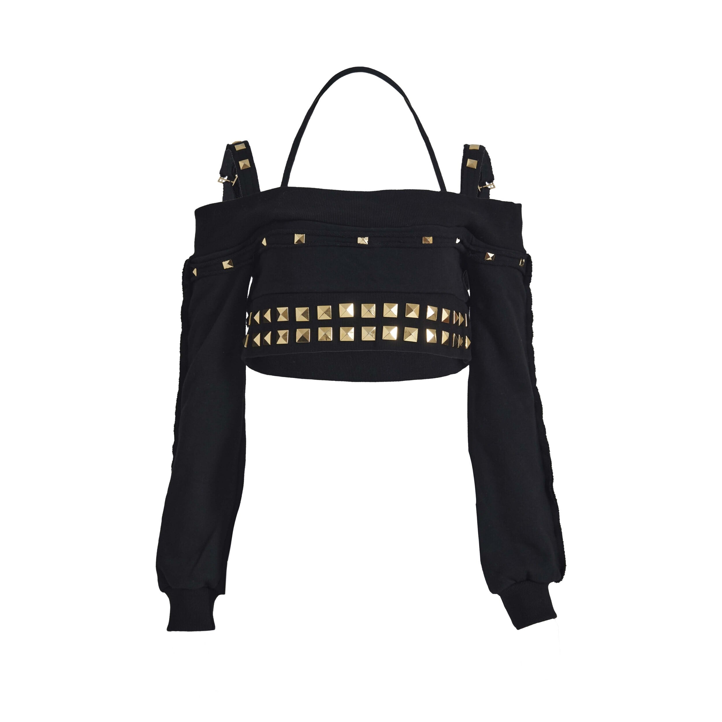 Baby metal club] Gold studs damaged crop top (black) 正規品 韓国