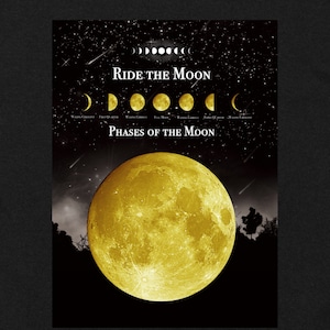 全3カラー・月の事柄が描かれた "RIDE THE MOON" Tシャツ BLACK（men&women）