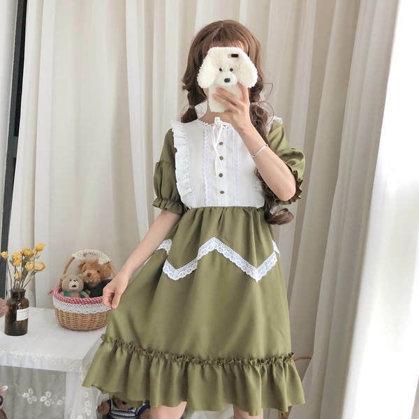 【正規品直輸入】 ロリータドレス 薄緑 シンプル カジュアル コスプレ 病みかわ コスプレ衣装