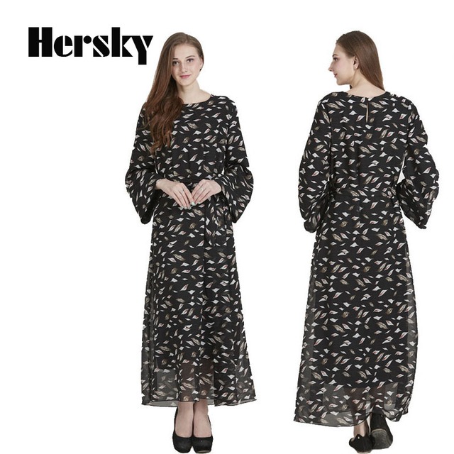新しいトルコデジタルプリントアバヤ服プラスサイズトルコイスラム教徒女性ガウンドレスイスラムローブmusulmane服とベルト