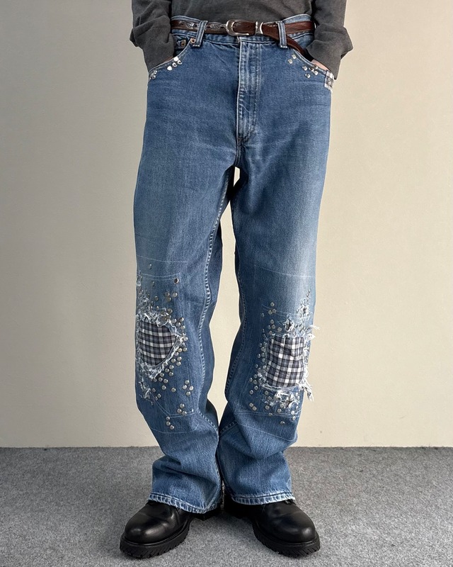 【Hannah Creak】Studded Jeans Wide Leg