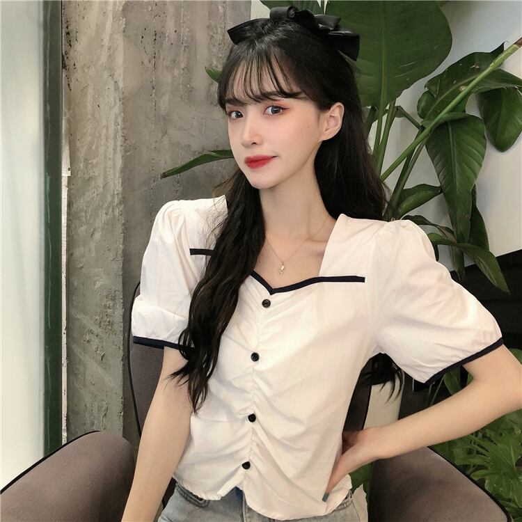 スタイルスリーブホワイトショートカラーシャツ ジャケット サマー 夏物 スクウェア 1号婦人24710785406