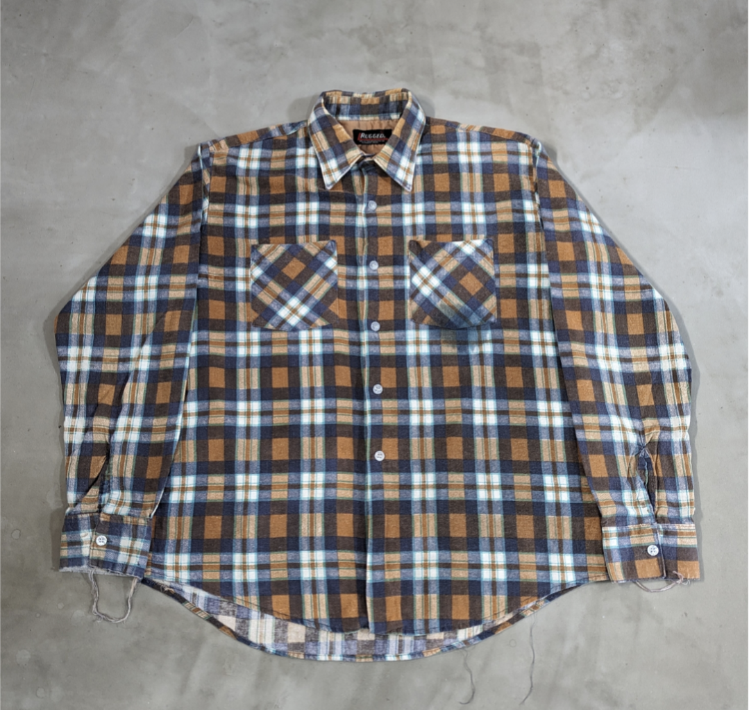80s rugged print flannel shirt 小岩店
