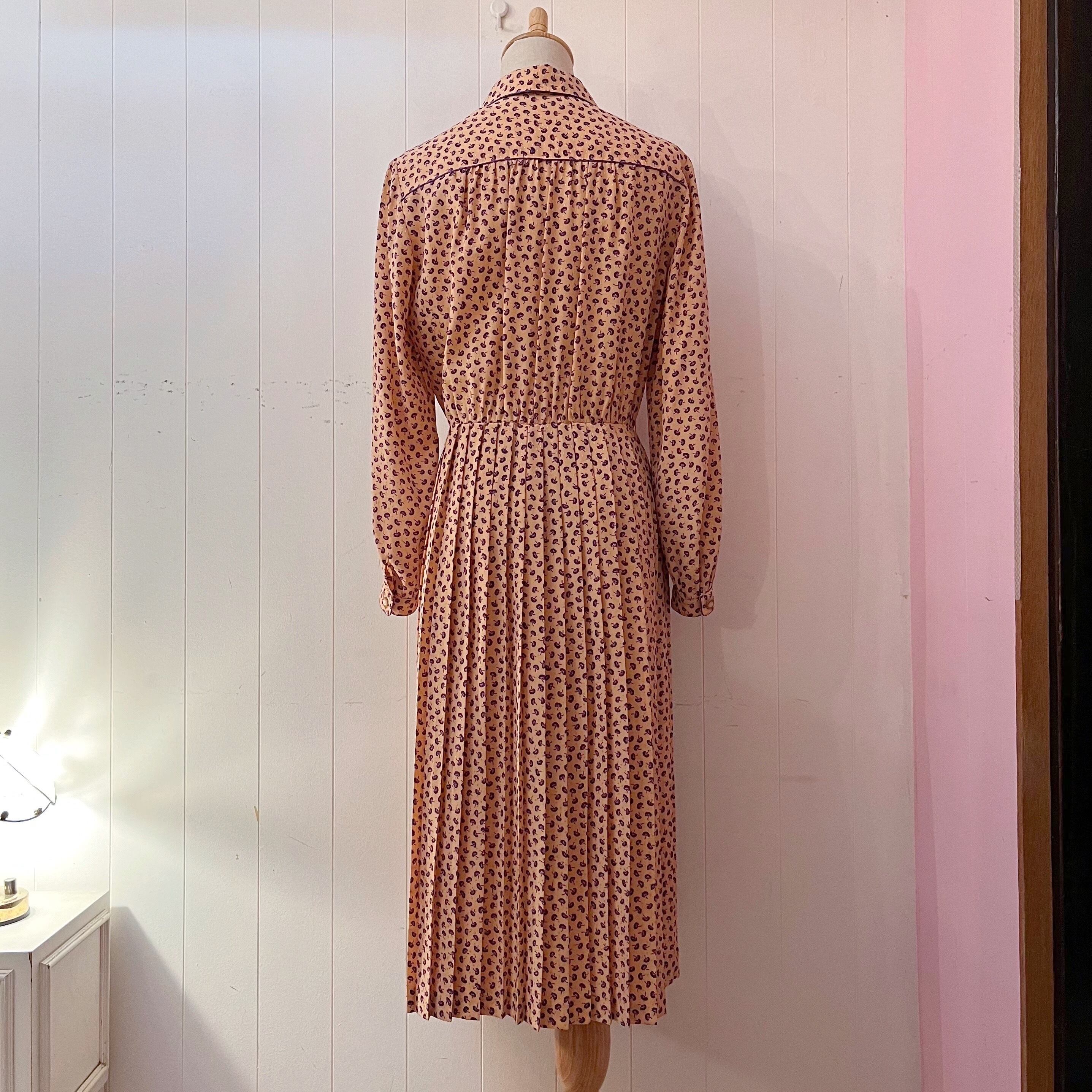 purple mini flower pleats one-piece