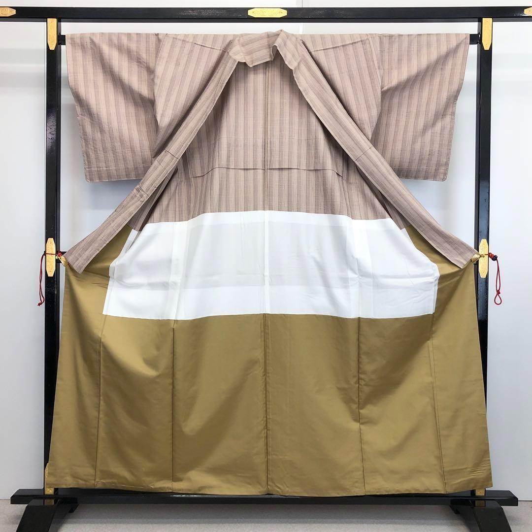 夏着物 薩摩透かし織 夏大島 証紙付 縦縞模様 惚色 K-3570 | リユース  