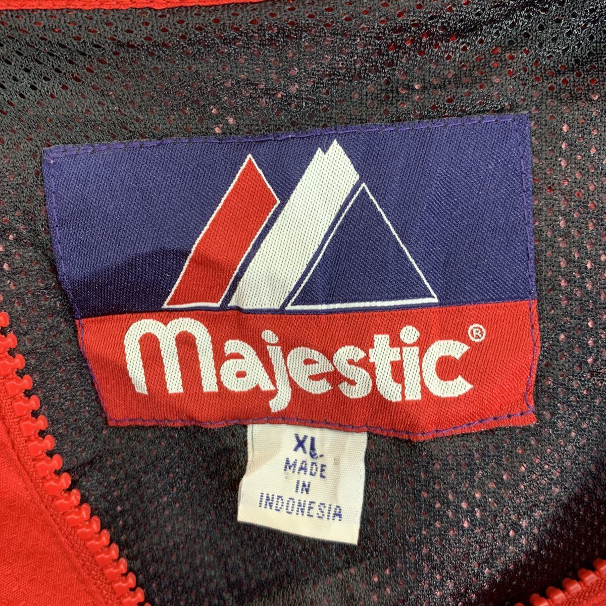 Majestic ハーフジップ ナイロン プルオーバー XL レッド 裏メッシュ