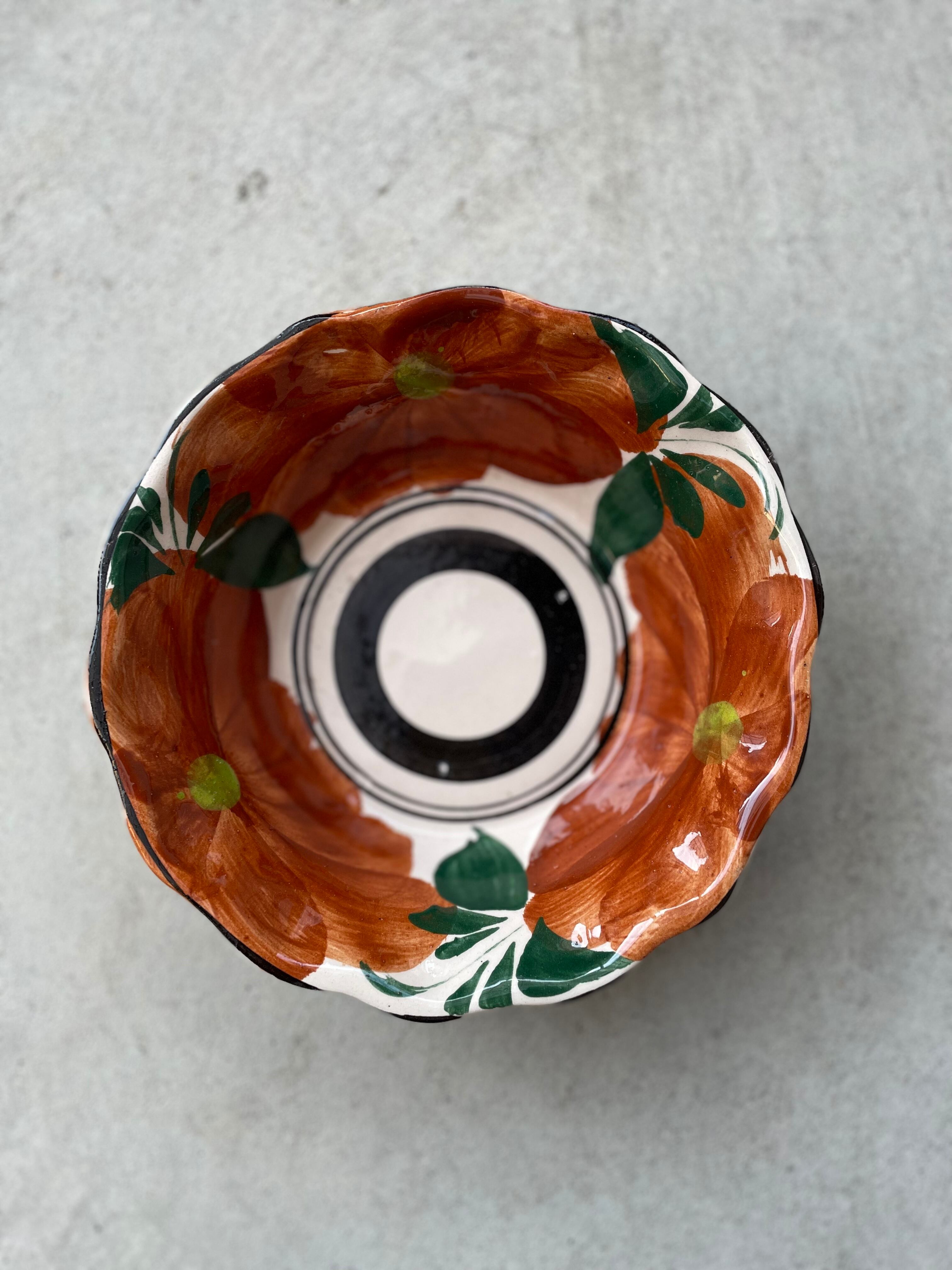 メキシコ雑貨】花柄 皿 (brown) | SAUDARI