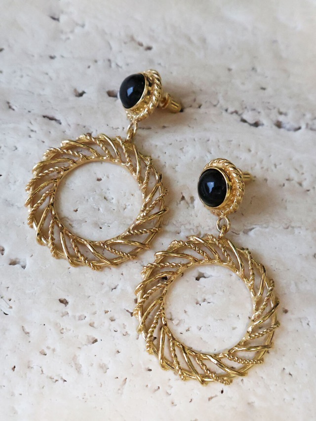 Rope Drop Earring Pierce S - Onyx