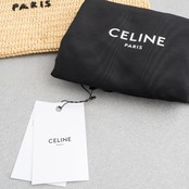 セリーヌ ラフィア クラッチバッグ ブラック スパンコール レザー