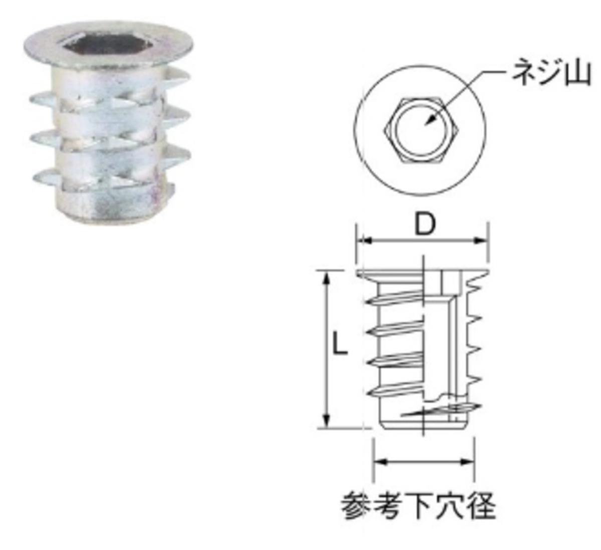 E210-M6-20 鬼目ナットSタイプ(5個入り) | Kojima Metal Fitting Corporation