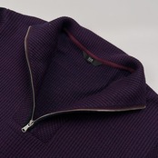 美品 23区 HOMME ニジュウサンク オム ハーフジップ サーマル トレーナー シャツ サイズ 50 /メンズ/長袖/ワッフル/パープル/オンワード樫山