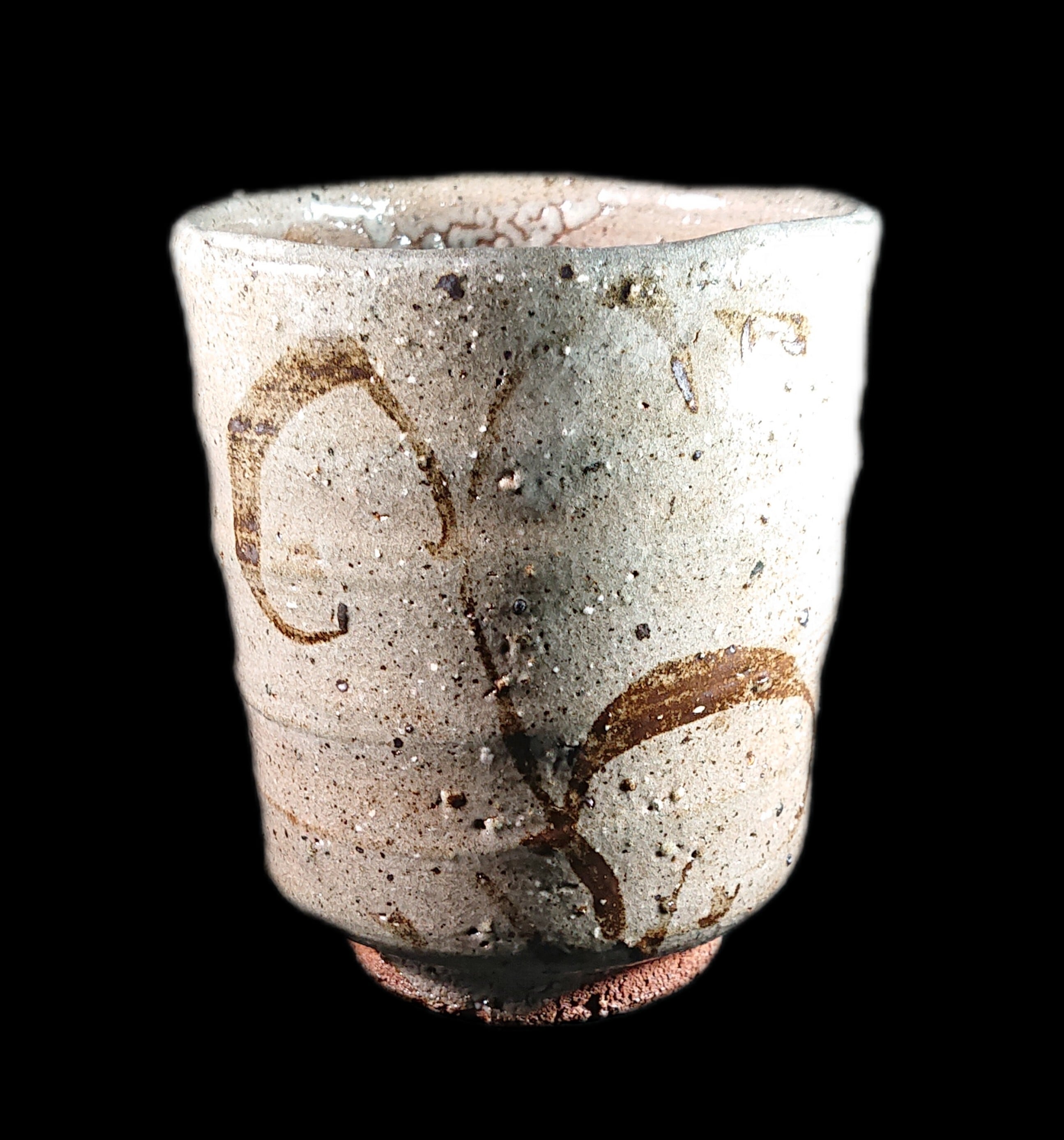 ◼️唐津焼 中川自然坊 /絵唐津湯呑茶碗 共箱、共布、栞あり 若くして