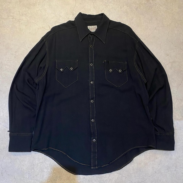 Special!! 70's Rocky monut"BLACK"rayon shirt made in USA