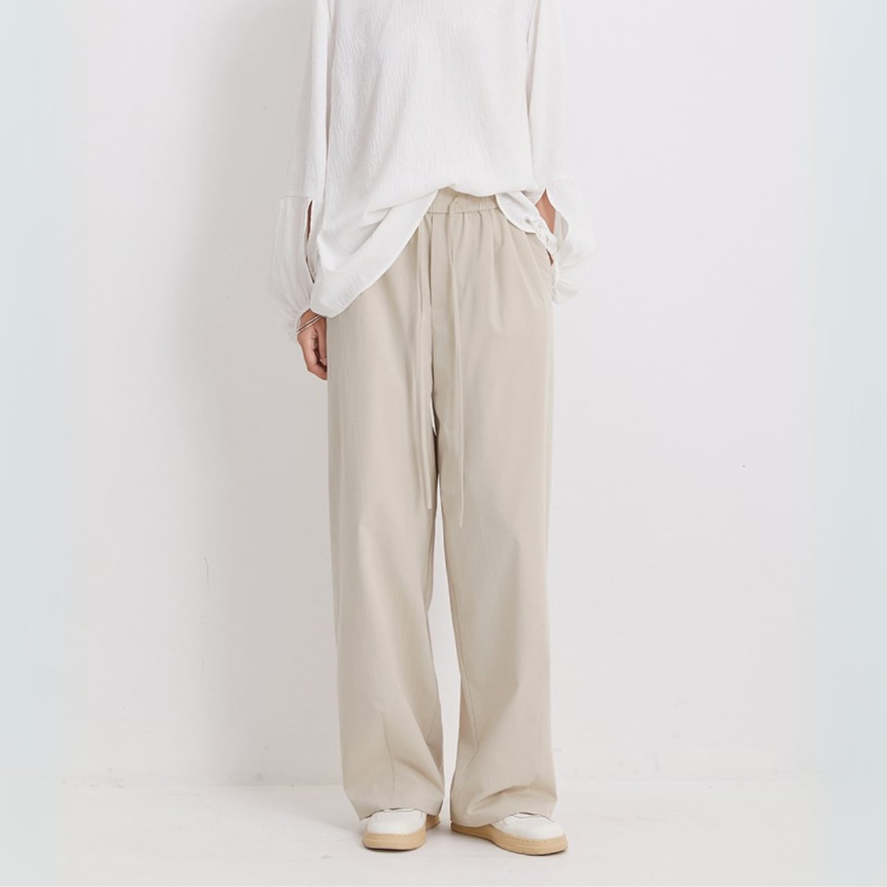 タック入りワイドレッグパンツ 00122