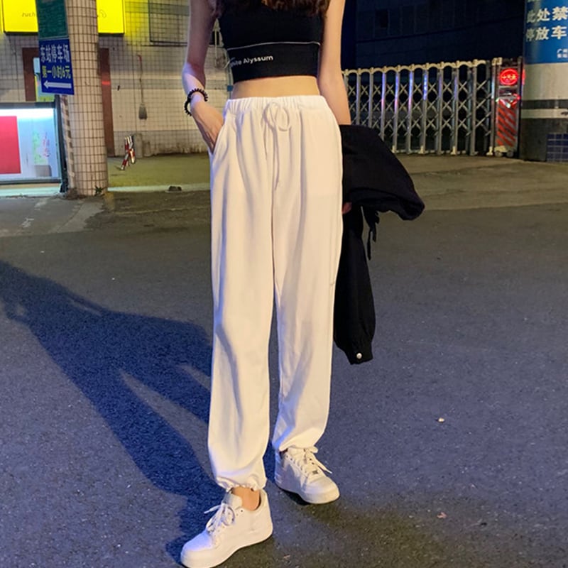 ホワイトカジュアルパンツ スプリングオータムルーズロング 春物 秋物 スーパーモール72672907756