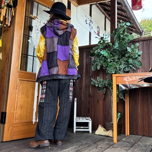 フリース付きパッチワークベスト