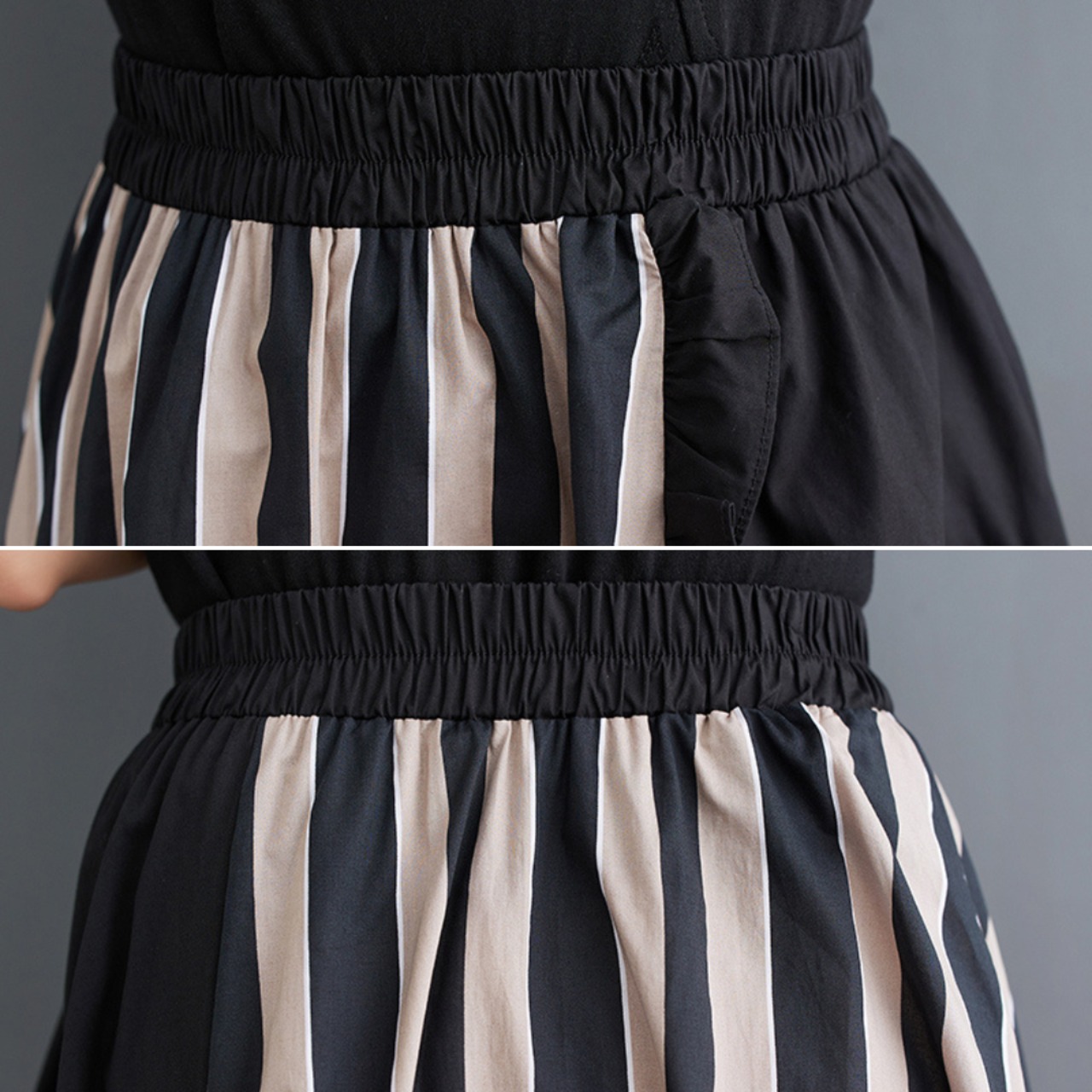 Patchwork Striped Flower Skirt / パッチワーク ストライプ フラワー スカート