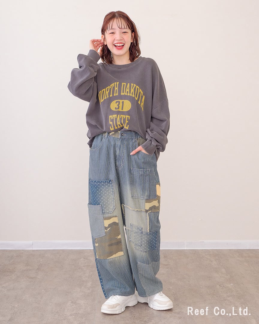 BELVET 迷彩デニム 未使用新品！！ 再入荷✨【デニム×迷彩柄 パッチワークパンツ】 ST-225946 Brand