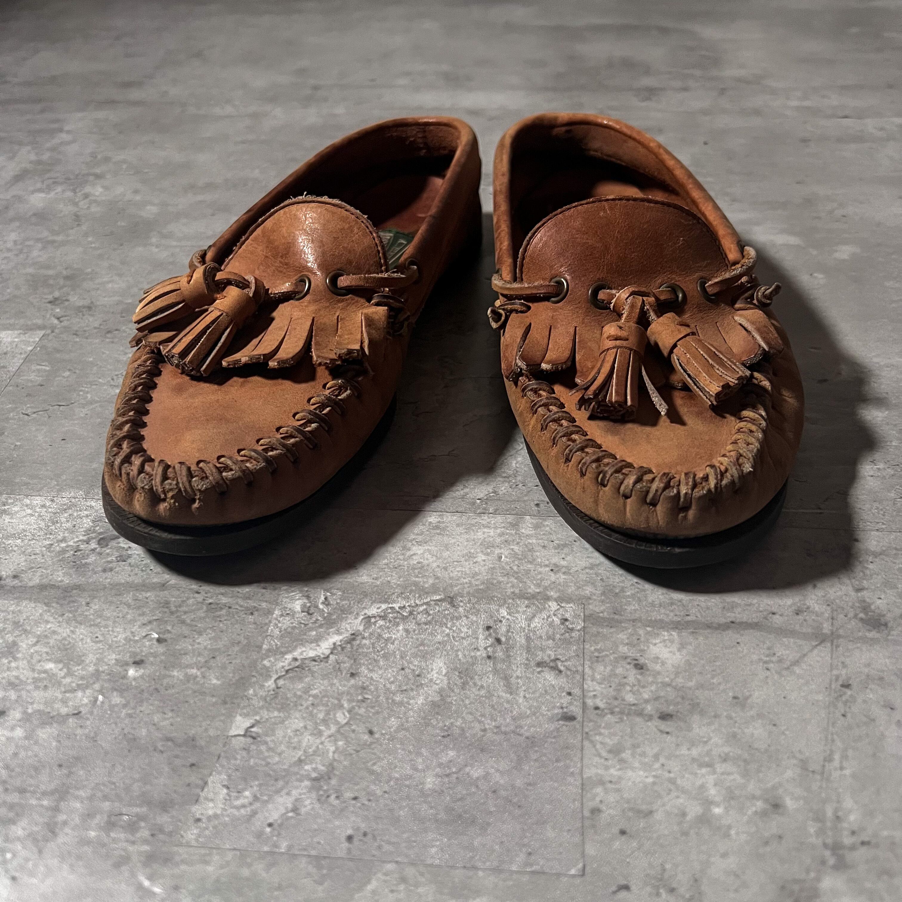 89s-92s “polo country” brown leather moccasin shoes 90年代 ポロ