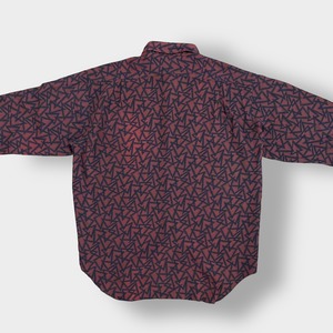 JUNMEN 80s 90s 日本製 柄シャツ レーヨン 総柄 オールパターン デザインシャツ カジュアルシャツ M ジュンメン 古着