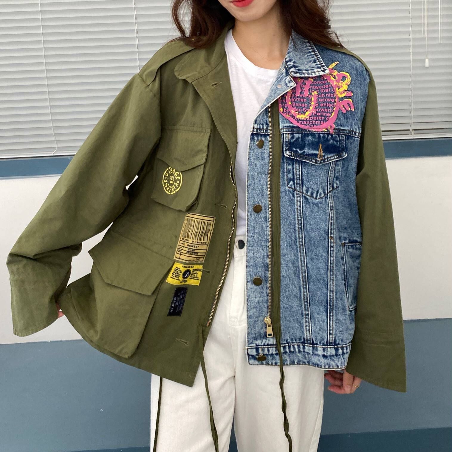 CONTRAST PANEL RELAXED FIT PANEL JACKET M-18699
