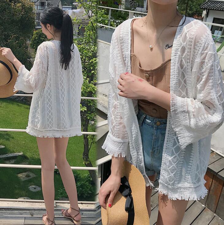 水着の上に着るビーチカーディガン 長袖 UVカット ビーチ羽織り