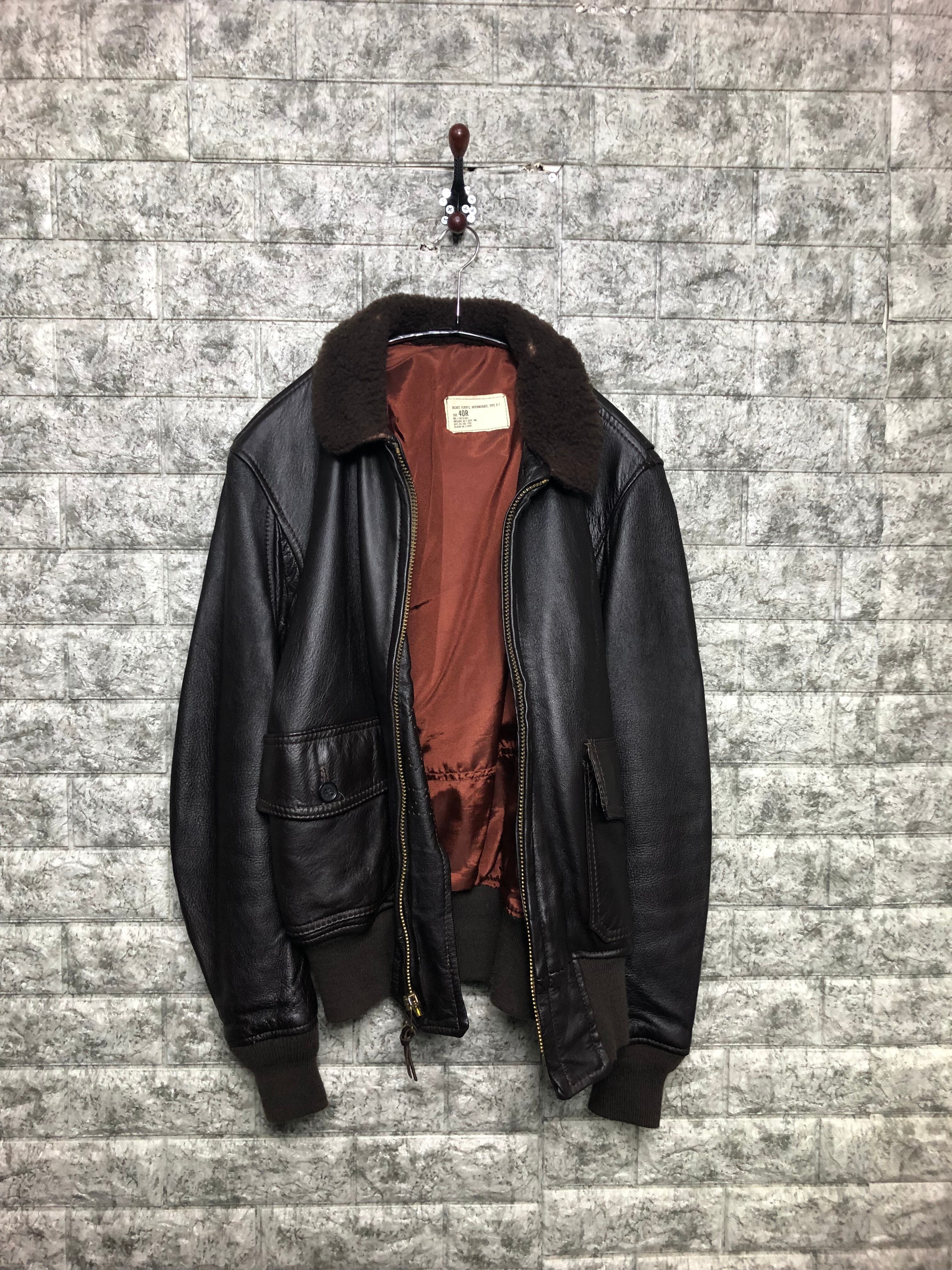 極上 美品 80s 米軍実物 ORCHARD USN G-1 フライトジャッケット レザー 