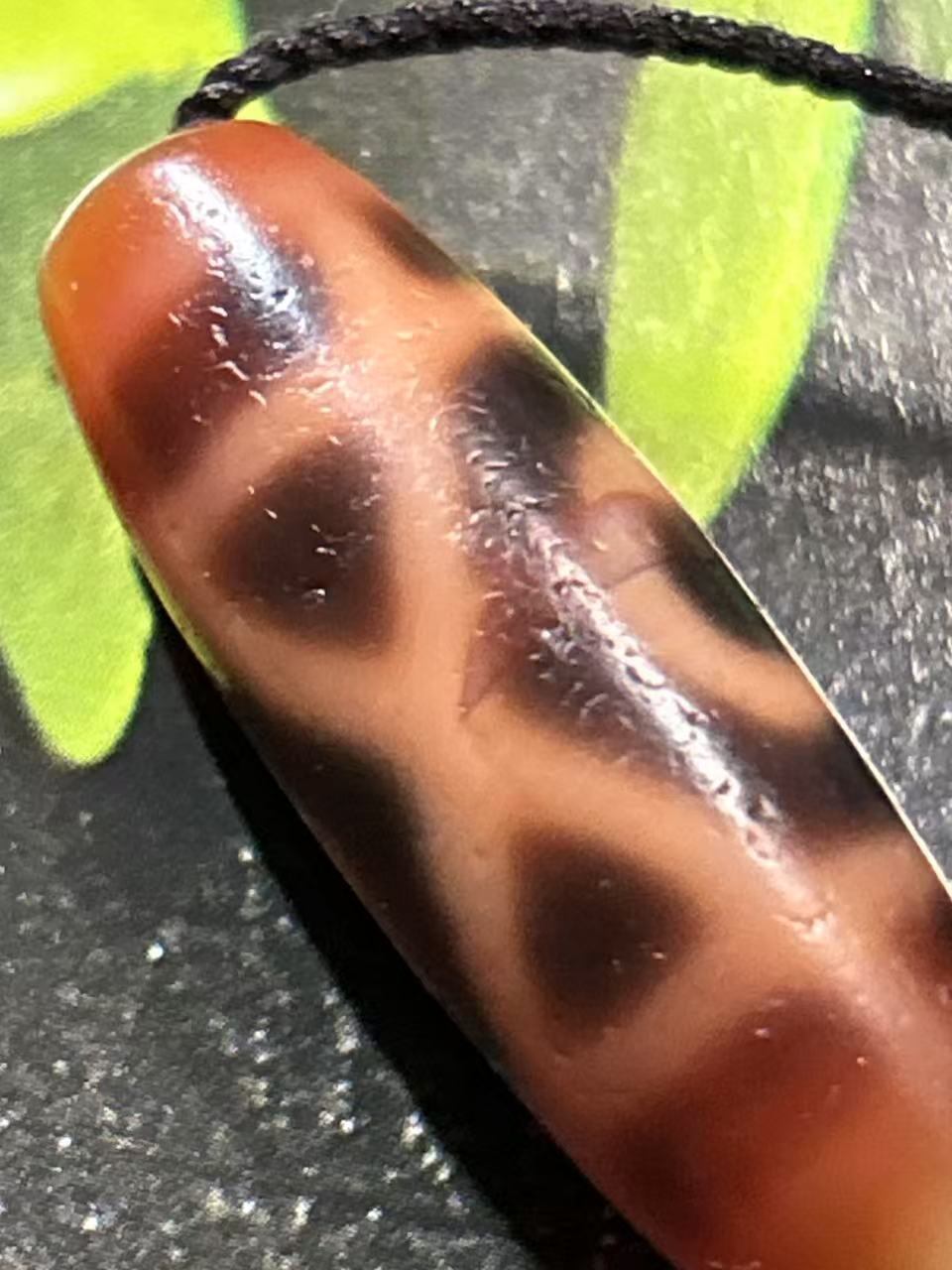 世交二眼天珠 六芒星二眼天珠 小盧社製 紅肉天珠 ／チベット 天珠 dZi