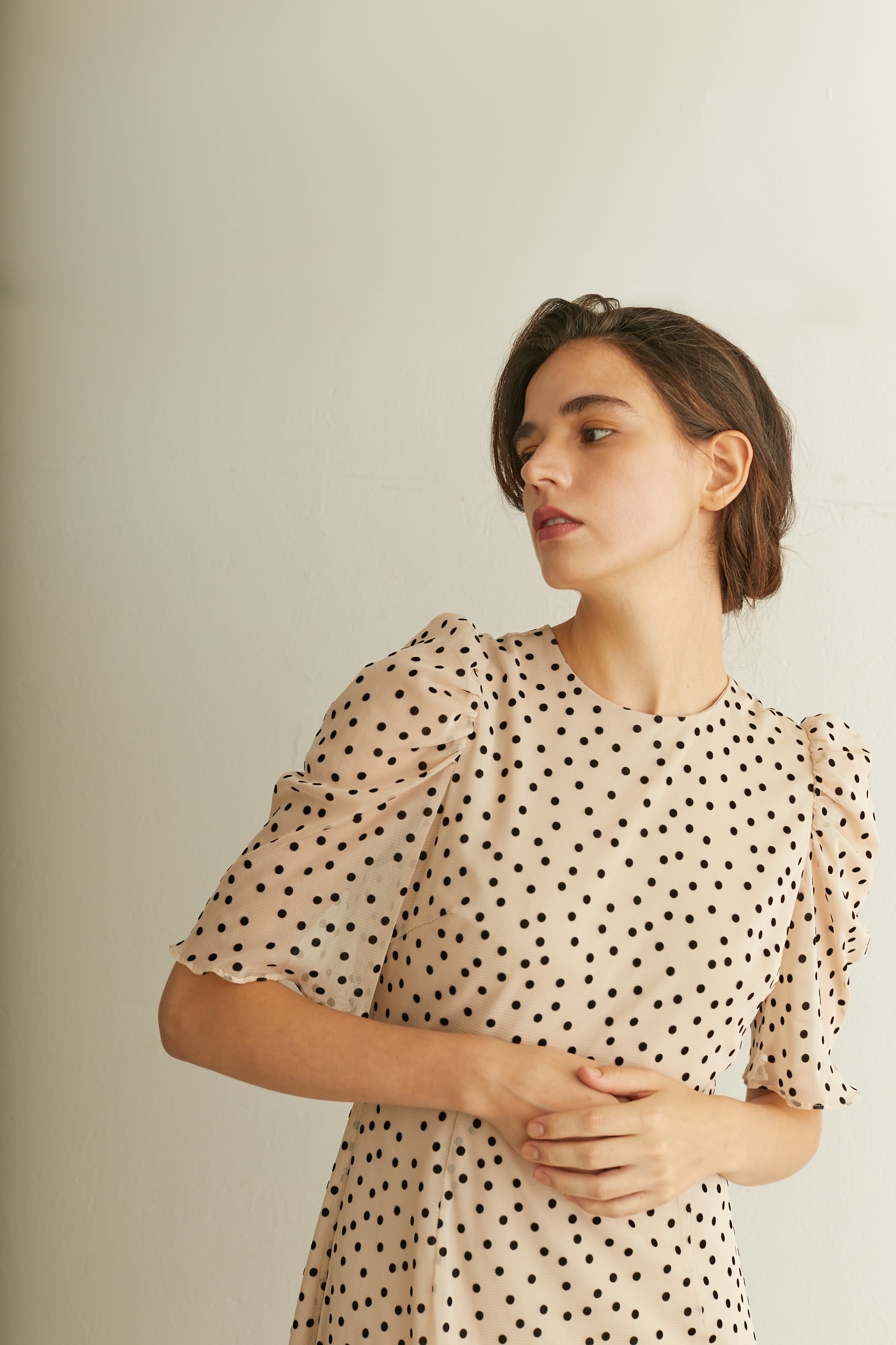 チュールフロッキードットワンピース | troisiemechaco 