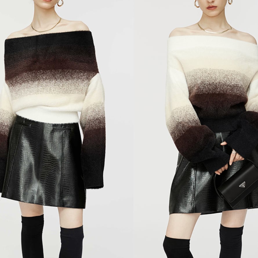 Gradient 2-way off-shoulder sweater S295