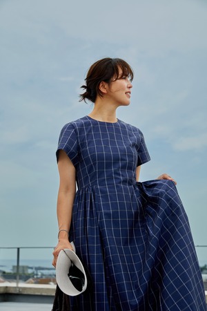 EVERYDAY DRESS mature s-sleeve cotton ネイビー