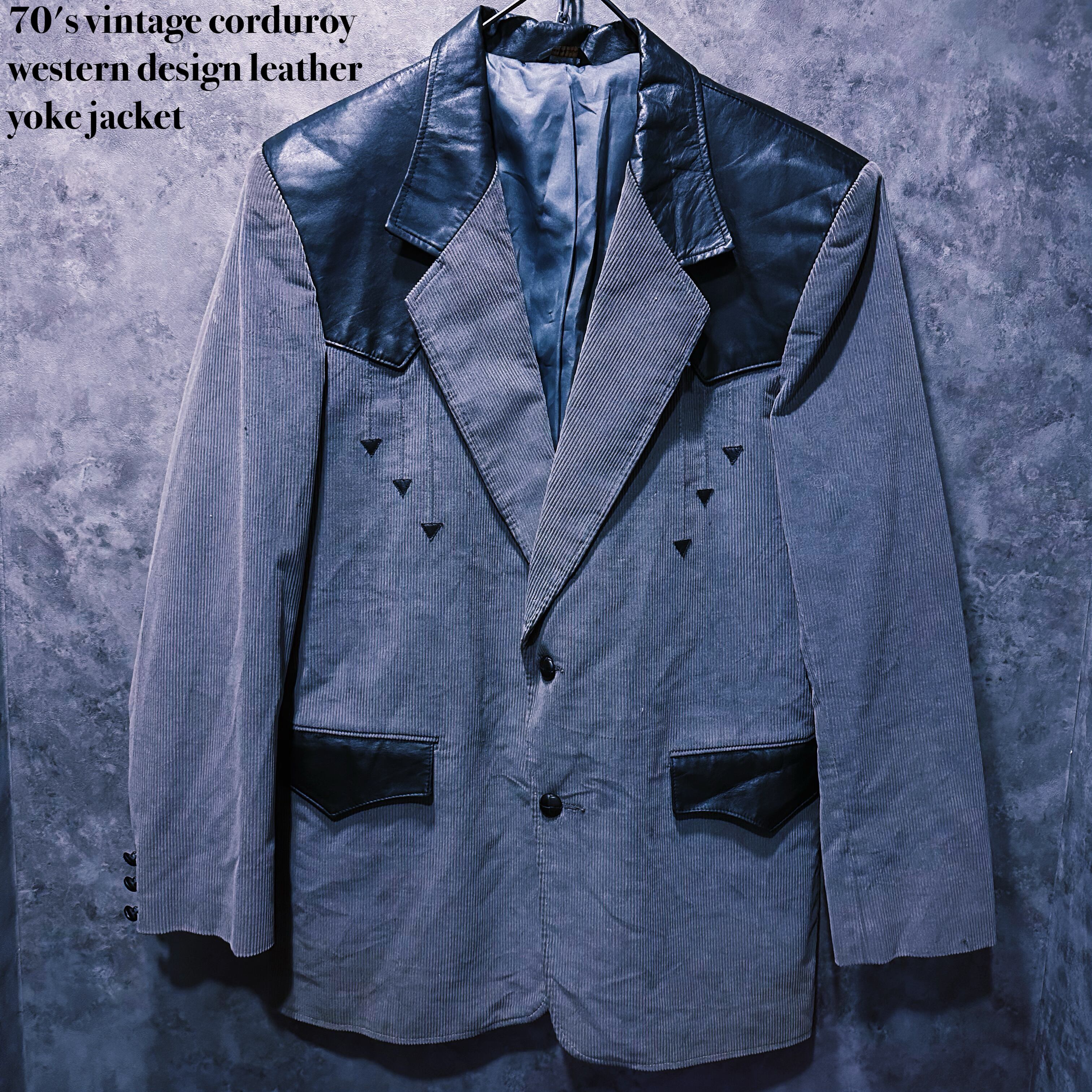 【 doppio】70's vintage corduroy western design leather yoke jacket
