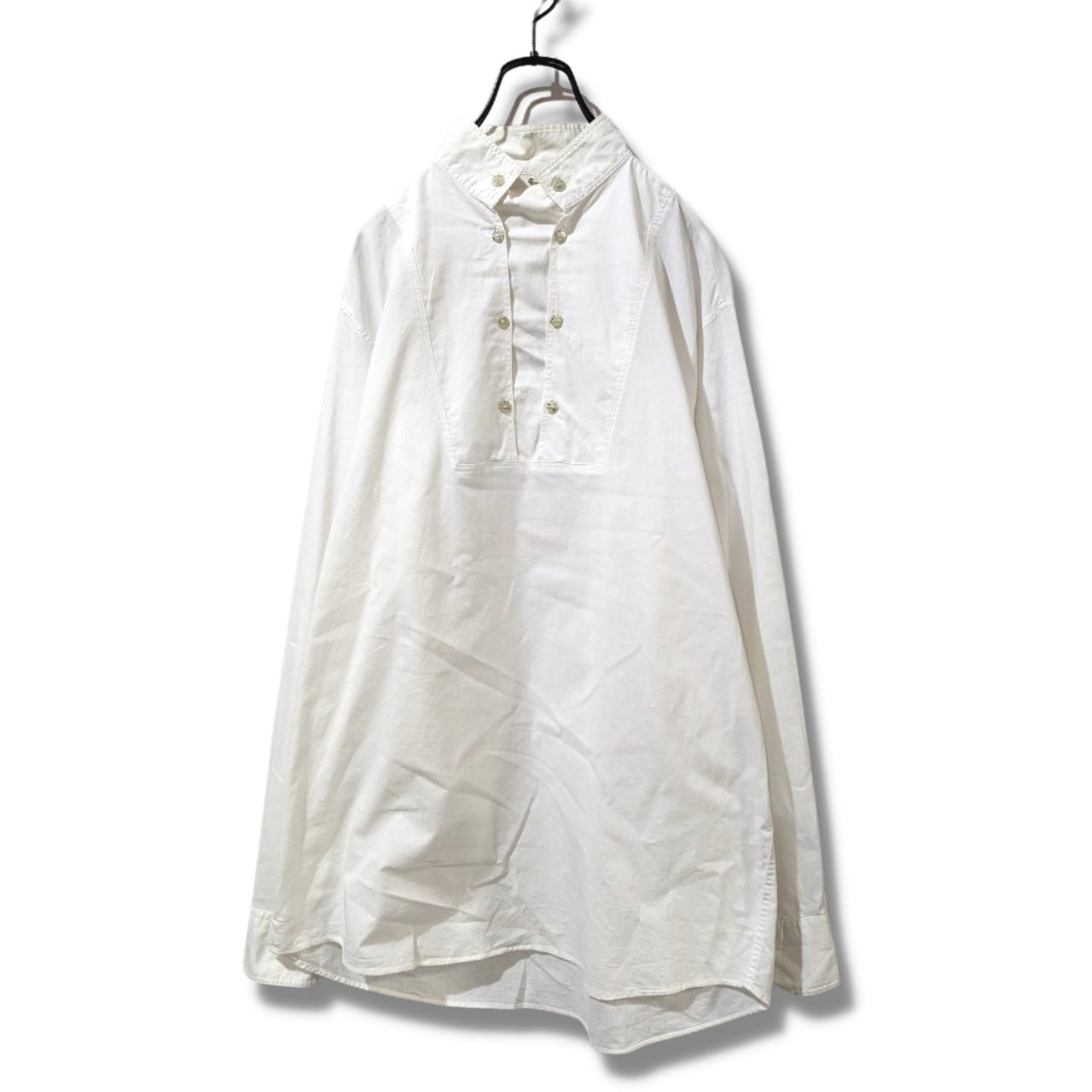 スタンドカラーシャツ 古着 ホワイト デザインシャツ 長袖 BD15 | Pickle