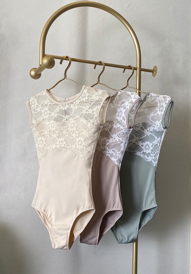 レーストップ　キャップスリーブ　バレエレオタード