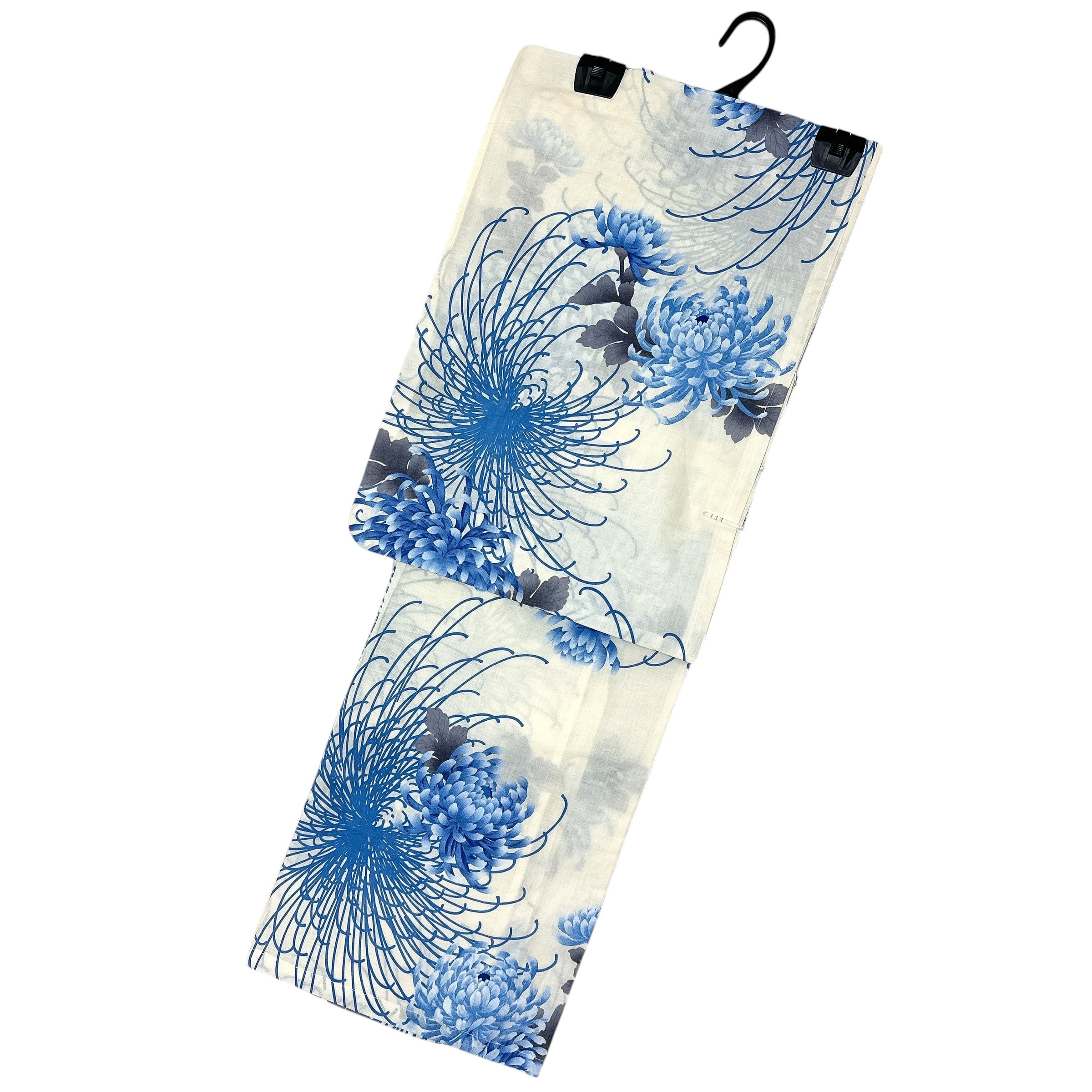 浴衣ジェンヌ 浴衣5点セット 菊 オフホワイト 青 二部式 セパレート