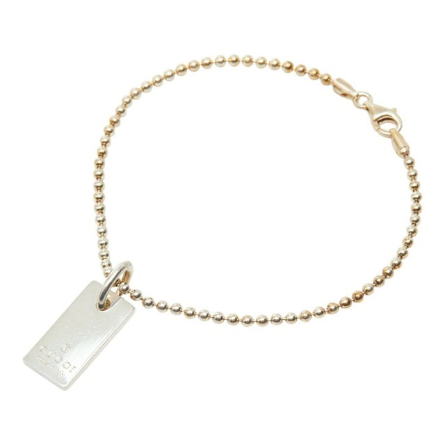 グッチ ロゴプレート ブレスレット ボールチェーン SV925 シルバー レディース GUCCI 【中古】