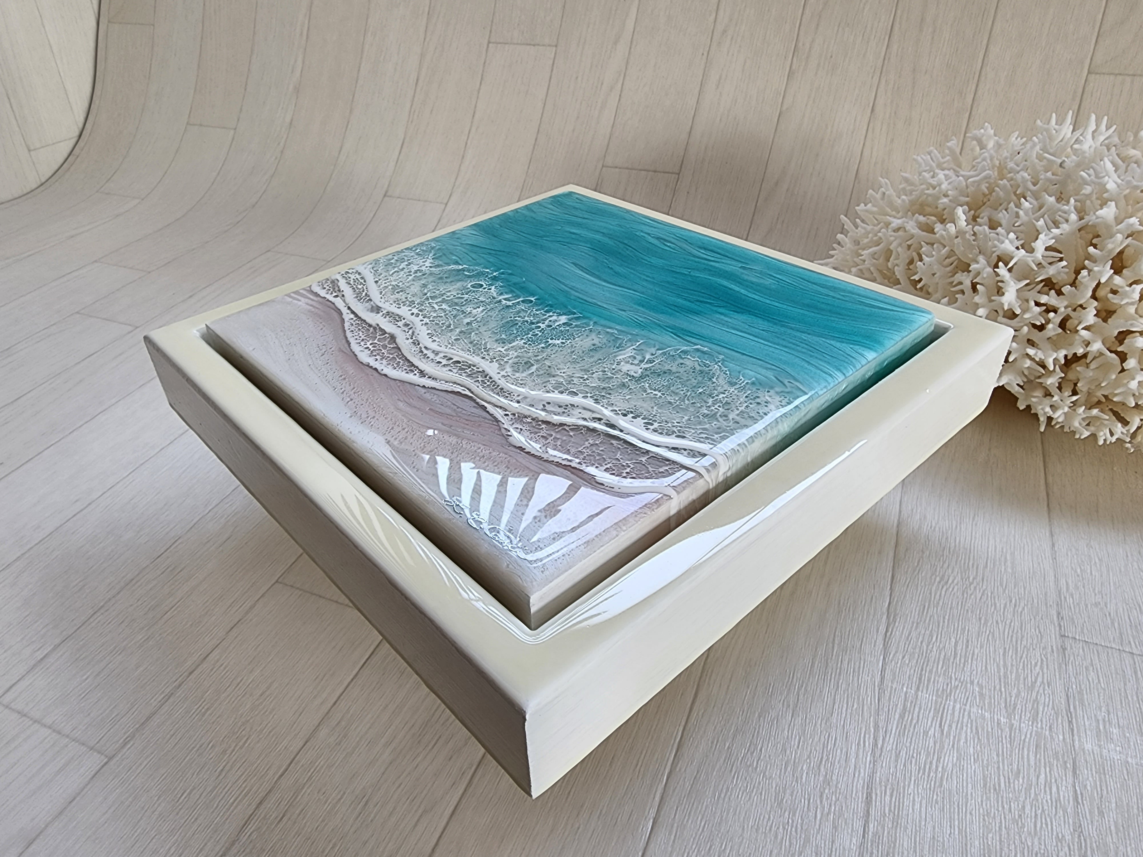 117.オーシャンレジンアート 3wave(額有り)