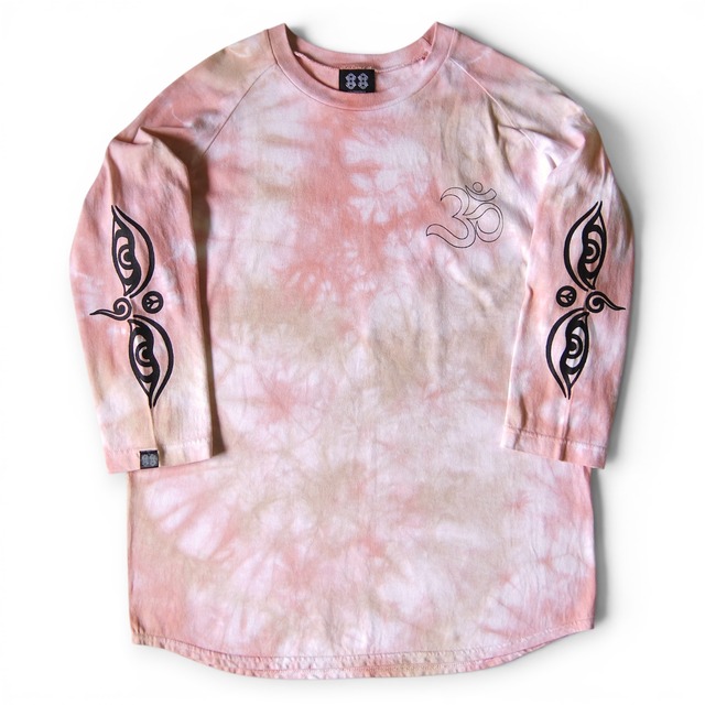 ॐ×Buddha eye×身土不二  3/4 SLEEVE TIE DYE T-SHIRT /  タイダイ ７分袖Tシャツ 《Salmon pink》