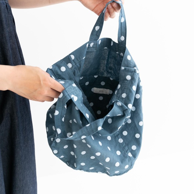 プリット prit 11/1リネンコットンキャンバスドットプリントラウンド2wayトート(P02300)全5色【ネコポス可】