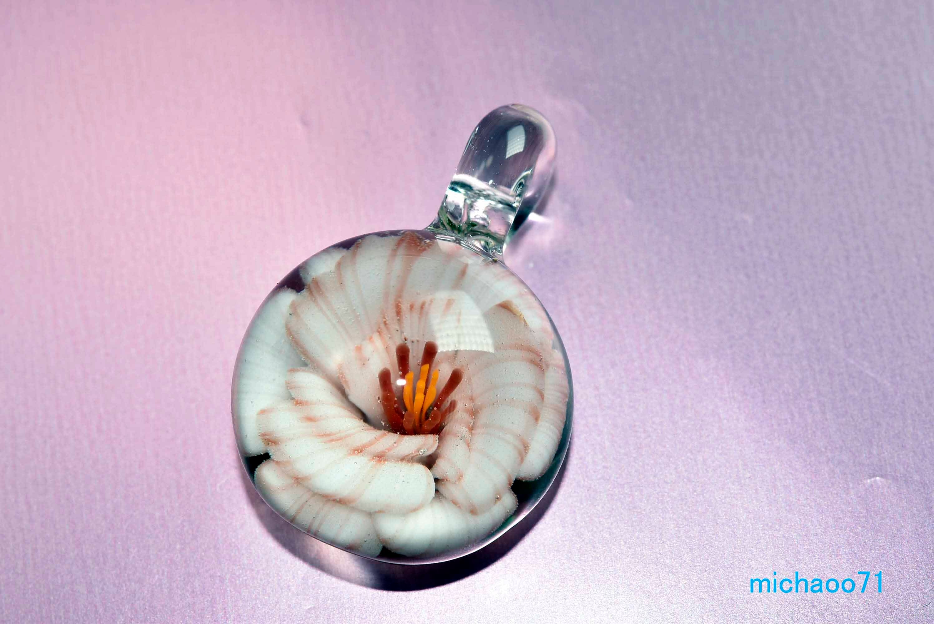 フラワー ガラスのペンダントトップ 12141-P21 GLASS FLOWER 透き通っ