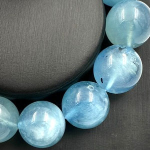 (01205)(1点のみ)(選べる内径)アクアマリン【大玉15.5mm】ライトブルー　Aquamarine 　藍玉　水宝玉　ラウンドカット　 ブレスレット　天然石　パワーストーン