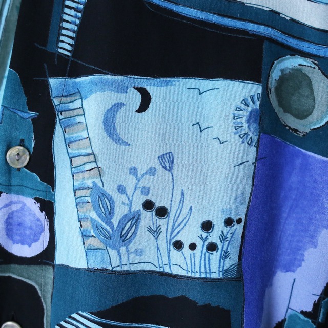 cold coloring full art pattern loose silhouette shirt