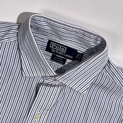 90s 00s Polo by Ralph Lauren ポロ ラルフローレン ESTATE ストライプ 長袖 ワイシャツ ドレスシャツ サイズ 42-84 /ブルー×ネイビー系 メンズ ビンテージ