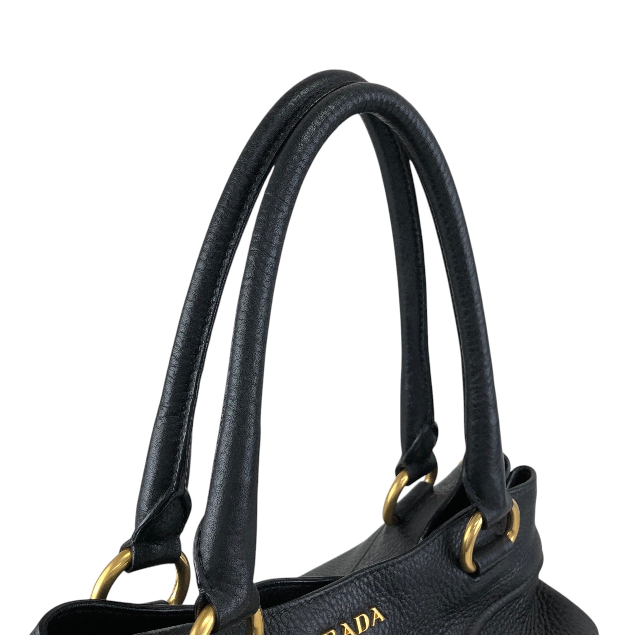 PRADA プラダ ショルダーバッグ ブラック ロゴ レザー vintage