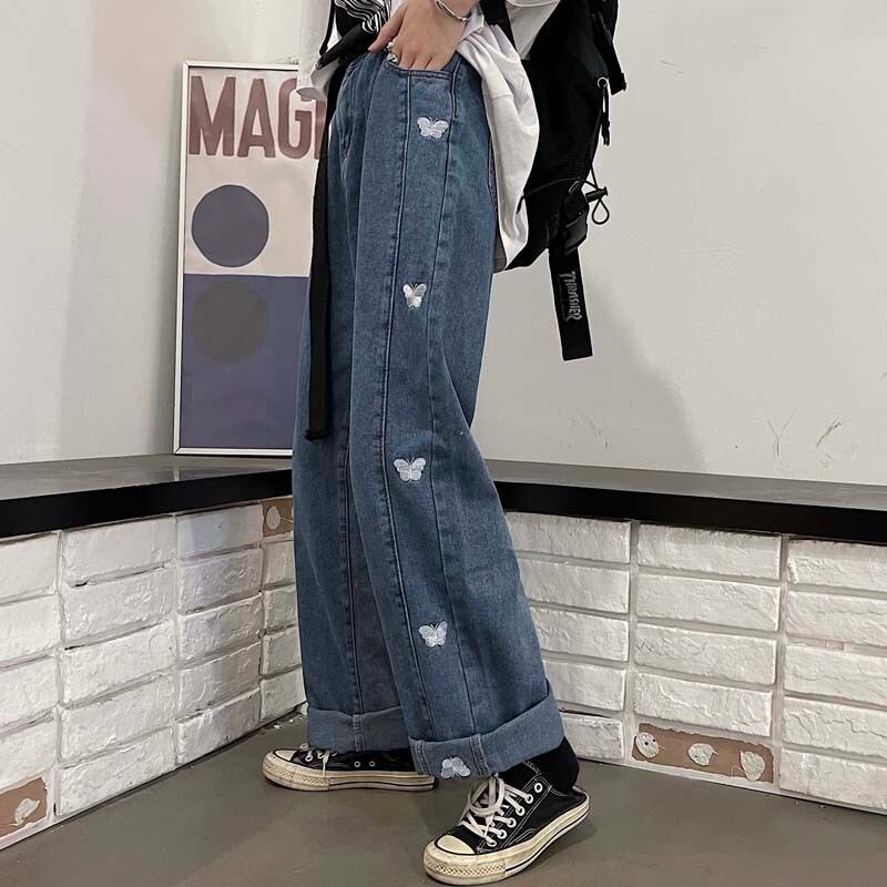 スプリングスタンダードジーンズ パンツ ルーズハイウェストカジュアル レッド レトロ 刺繍 春物 ケッペル41576309607