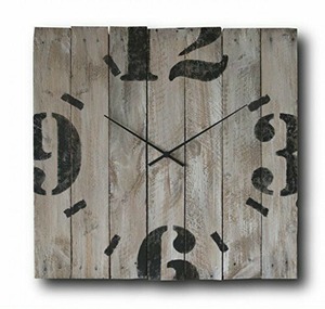 インテリア　メタルクロック Large Decorative Wall Clock 20-inch - Square Wood Rustic Original -