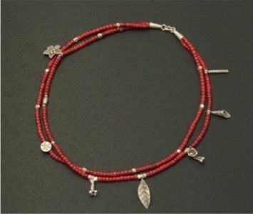 カレン族シルバー＆オールドビーズネックレス/ホワイトハート | Ethnic