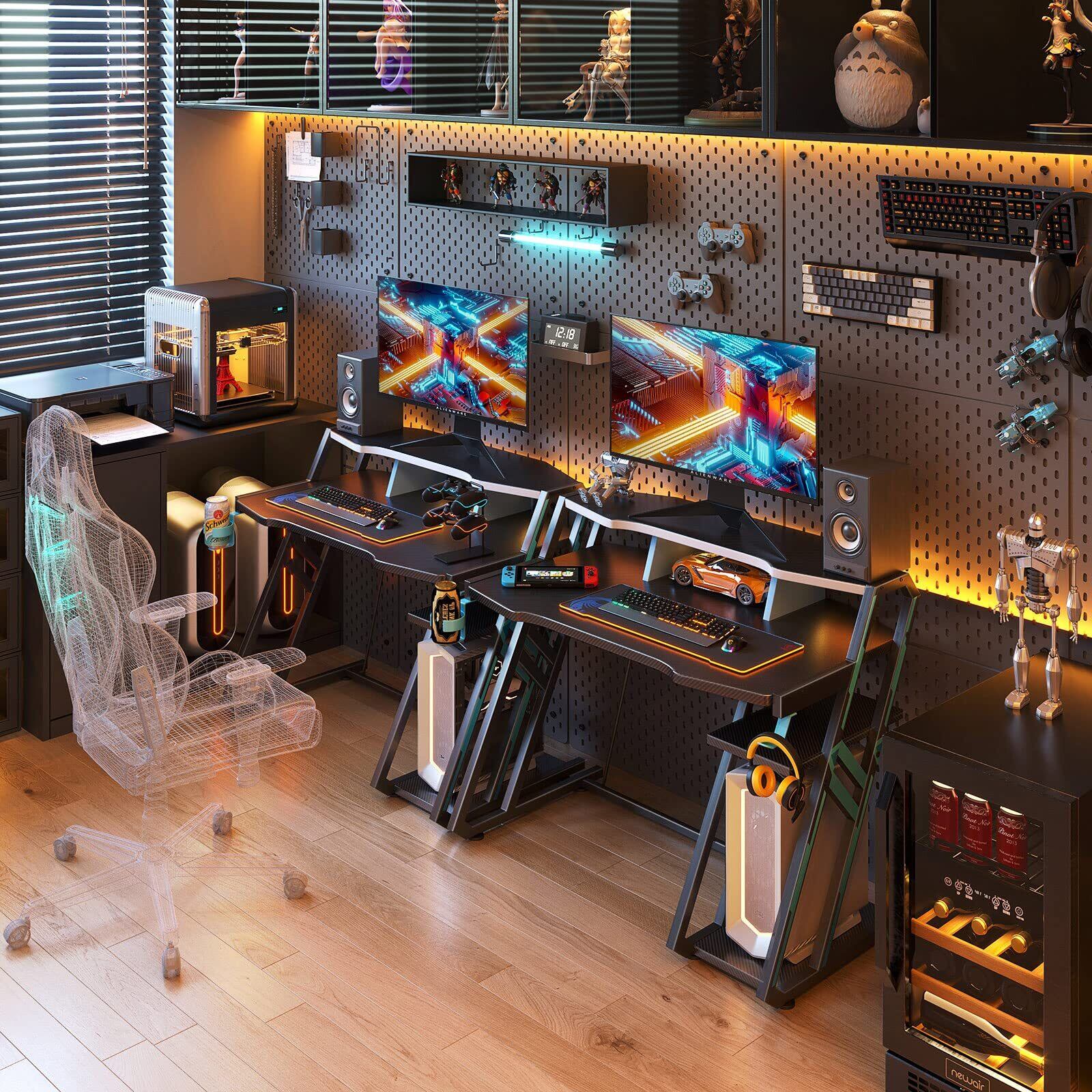 【新品】パソコンデスク ゲーミングデスク 80cm×60cm Amazon | ゲーミングデスク パソコンデスク 幅80 机 配線ホール付き pc