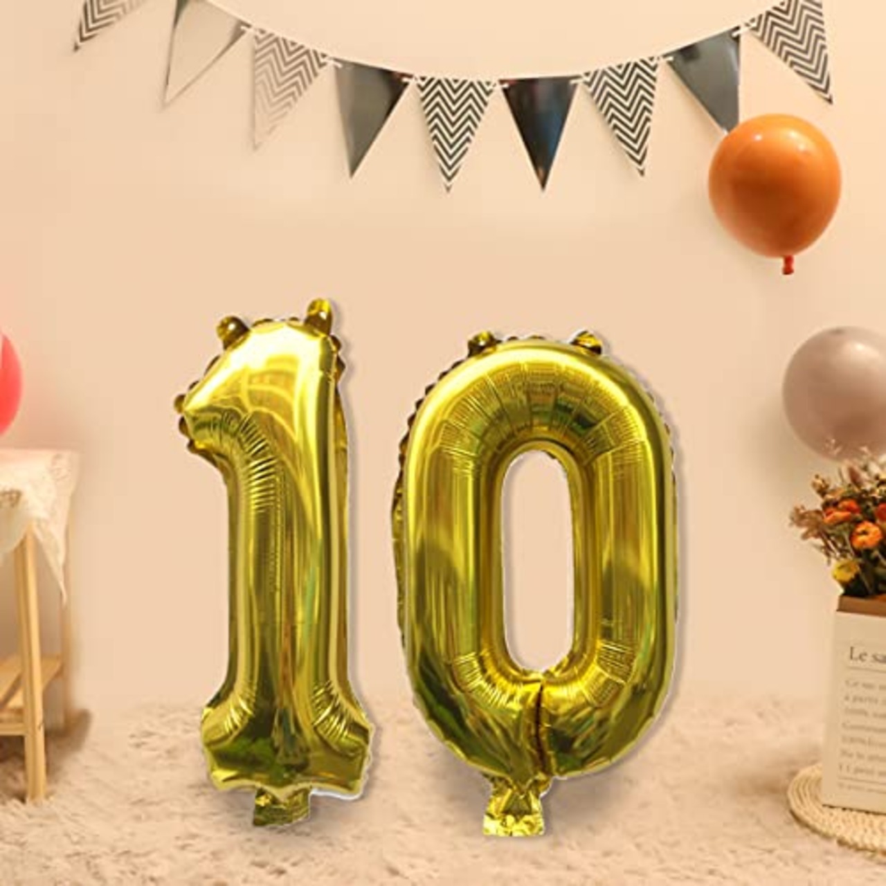 【LEISURE CLUB】誕生日 数字バルーン 数字1+0 10歳 40インチ ゴールド 風船 セット バースデー パーティー バースデー デコレーション セット きらきら風船 パーティー お祝い 結婚式 記念日 お祝い 誕生日 飾り付け (ゴールド、1+0)