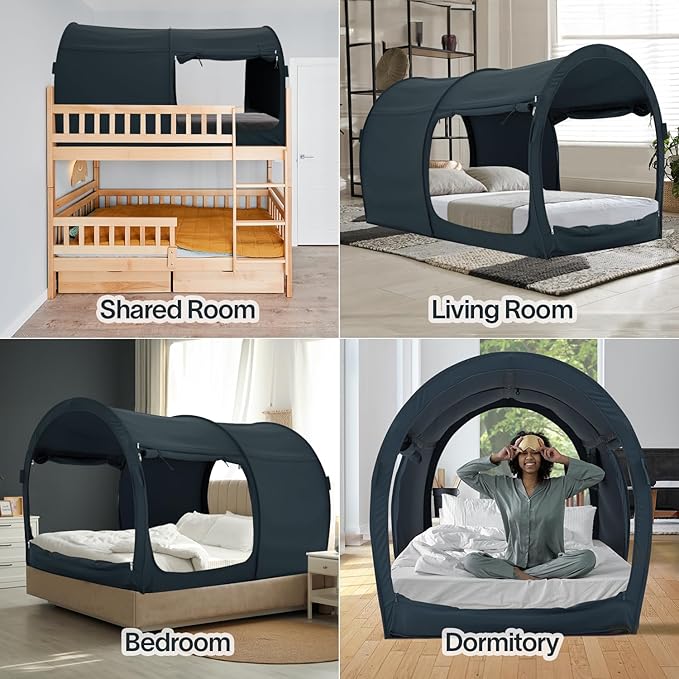 Leedor ベッドテント ドリームテント ブラック フル 190x99cm Leedor ベッドテント190x99cm ドリームテント ワンタッチベッド